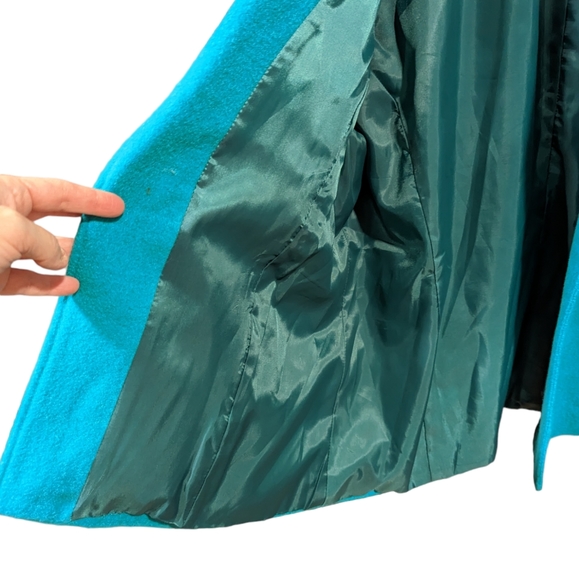 GW Division of Graff Vintage 80's Wool Blend Blazer Size 16 Teal - Picture 6 of 8